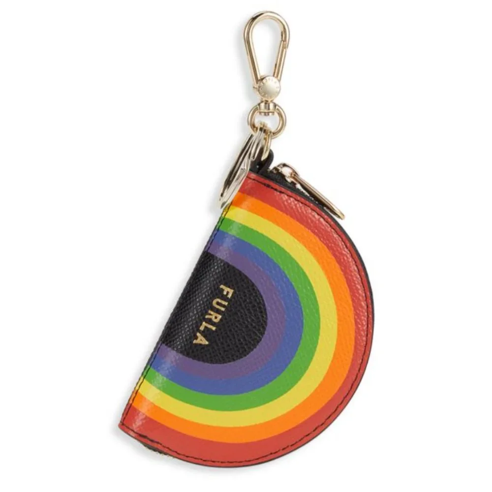FURLA Rainbow Leather Keychain Zipped Coin Purse